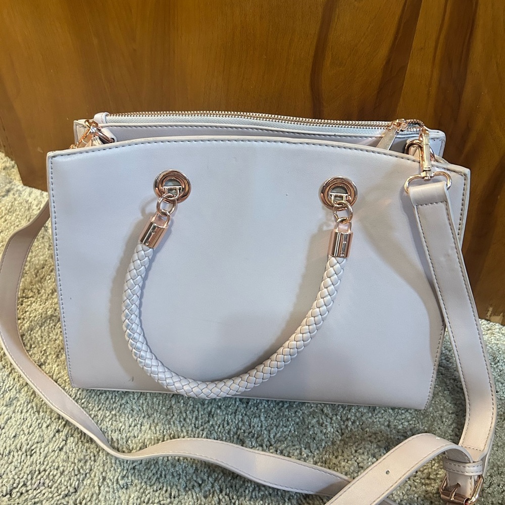 Target Cream Satchel with Gold Accents